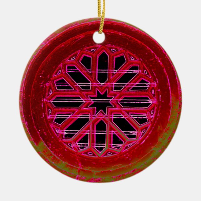 red geometric mandala ornament (Front)