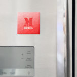 Red geometric mesh pattern Monogram Magnet<br><div class="desc">Monogram Personalise with your custom initial and name. Red gradient geometric mesh pattern triangles ombre. 
Triangle geometric mesh with cool ombre gradient design.</div>
