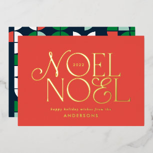 Red geometric Noel script elegant modern 