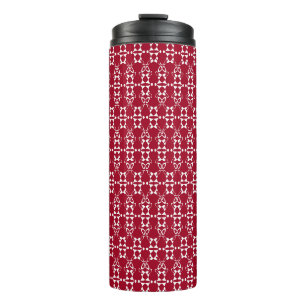 Red geometric ornament pattern retro thermal tumbler