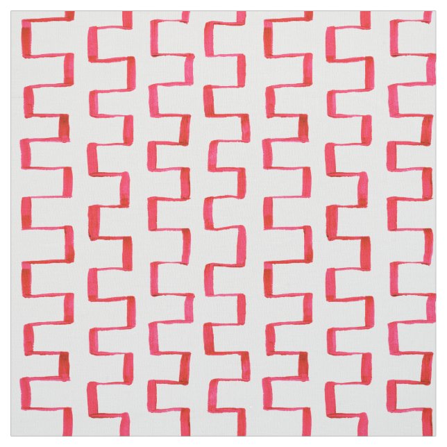 Red Geometric Painted Pattern Fabric (Swatch)