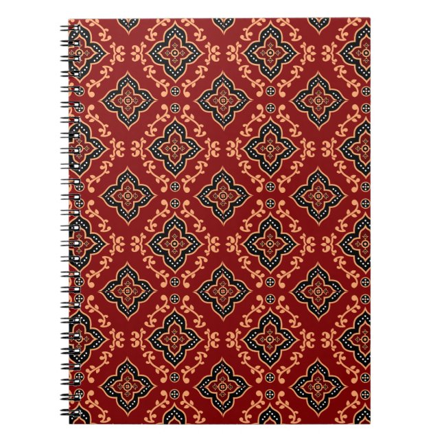 Red Geometric Pattern / Indian Print  Notebook (Front)