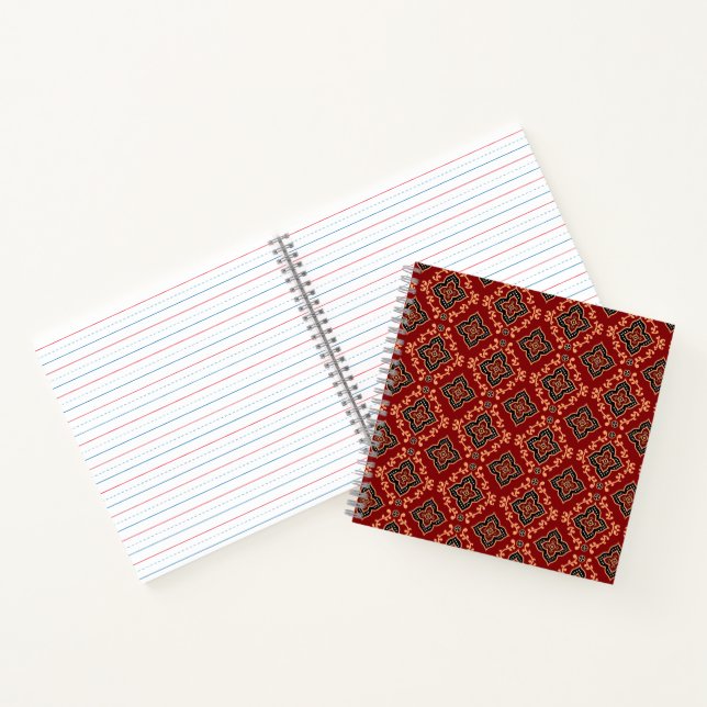 Red Geometric Pattern / Indian Print  Notebook (Inside)