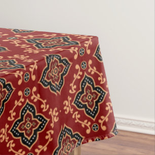 Red Geometric Pattern / Indian Print Tablecloth