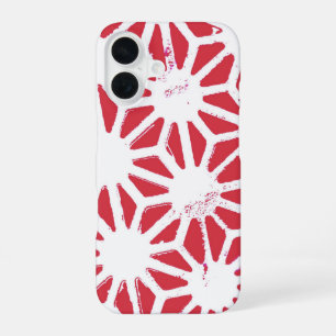 Red geometric pattern iPhone 16 case