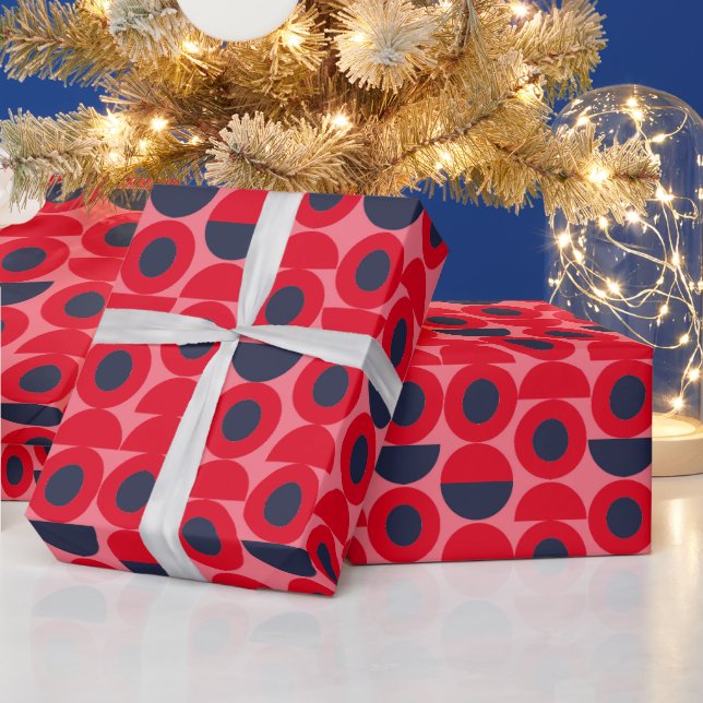Red Geometric Pattern Wrapping Paper (Holidays)