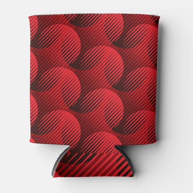 Red Geometric: Raster Line Art Can Cooler (Front)