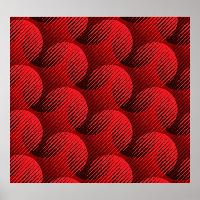Red Geometric: Raster Line Art Poster (Front)