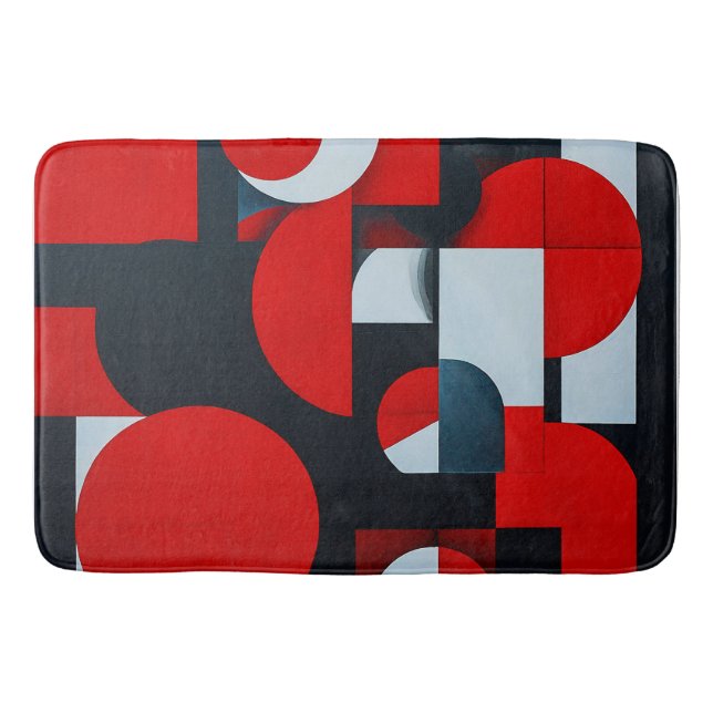 Red geometric shapes bath mat (Front)