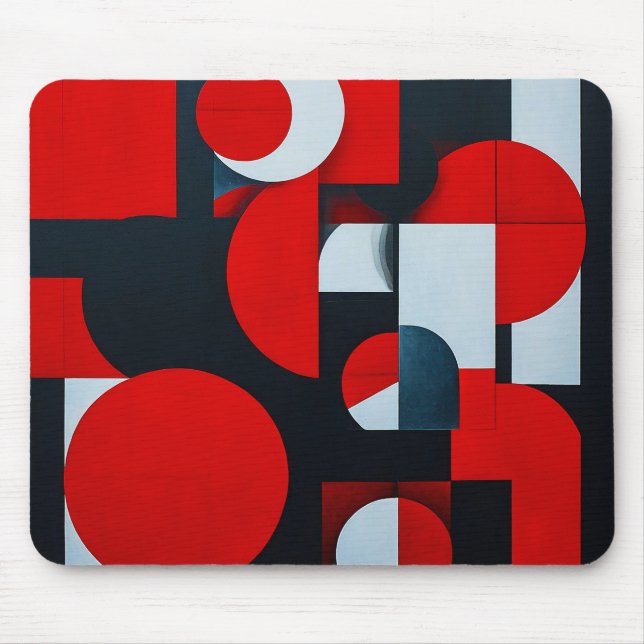 Red geometric shapes mouse pad (Front)