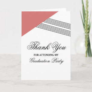Red Geometric Stripe Graduation Thank You Card