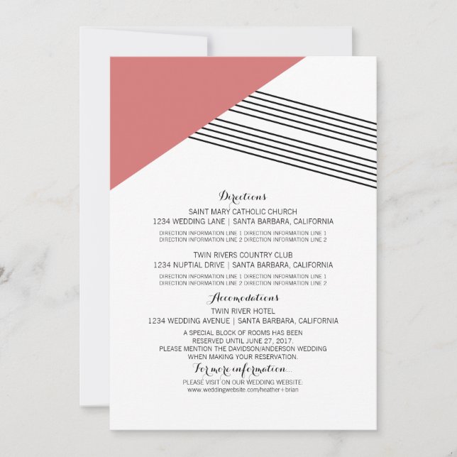 Red Geometric Stripe Information Card (Front)