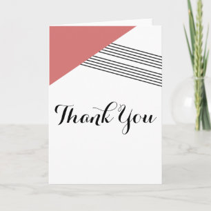 Red Geometric Stripe Thank You Card