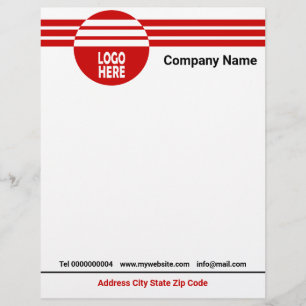 Red geometric stripes with logo and QR code Custom Letterhead