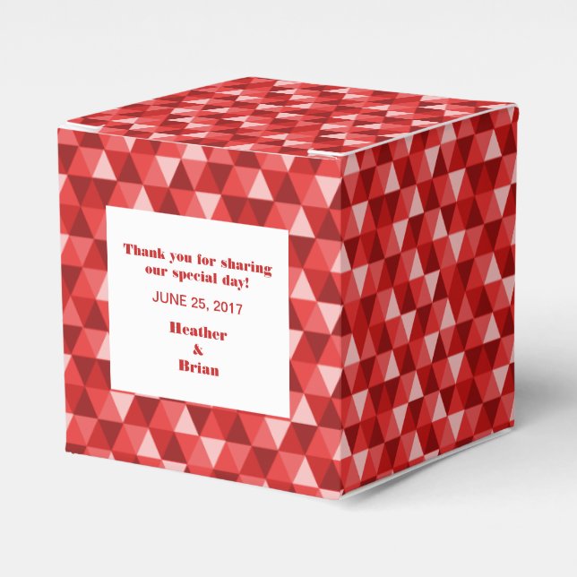 Red Geometric Triangles Favour Box (Front Side)