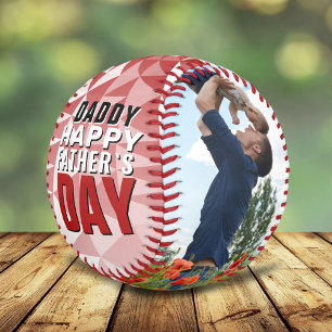 Red Geometrical Happy Father`s Day Photo Collage Baseball