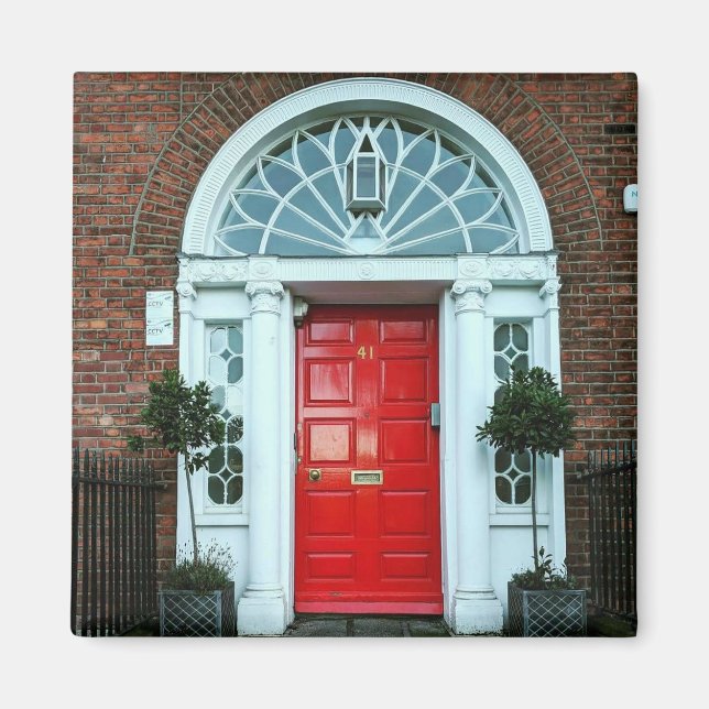 Red Georgian Door Magnet (Front)