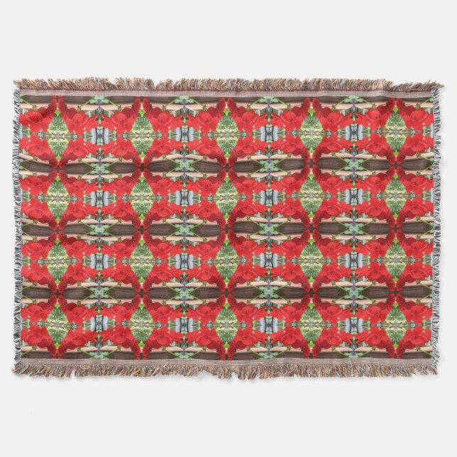 Red Geranium Stripes Throw Blanket (Front)