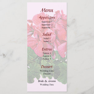 Red Geraniums and Buds Wedding Menu