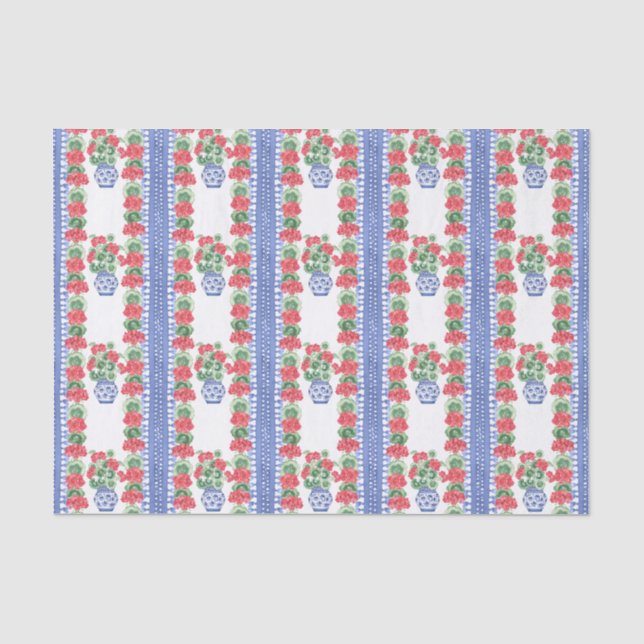 Red Geraniums Pattern Tissue Paper (Front)