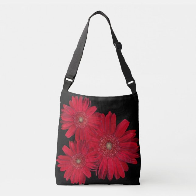 Red Gerber Daisy Close Up Photograph Crossbody Bag (Front)