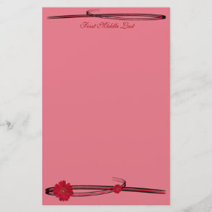Red Gerber Daisy Flower Photograph Flourish Custom Stationery