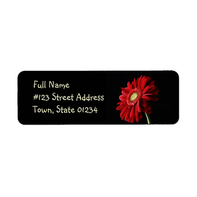 Red Gerber Daisy Return Address Label (Front)