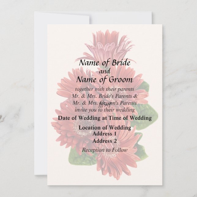 Red Gerbera Daisies Invitation (Front)