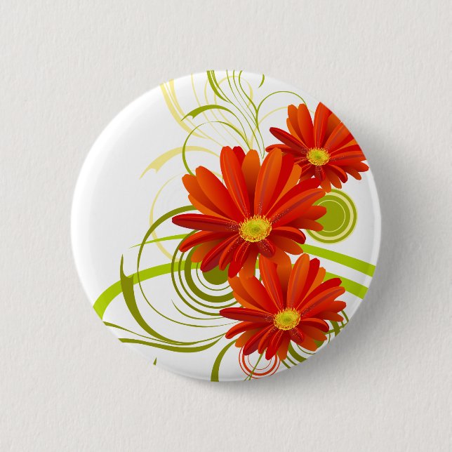 Red Gerbera Daisy 6 Cm Round Badge (Front)