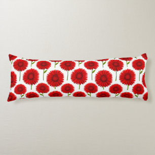 Red Gerbera Daisy Bouquet Body Cushion