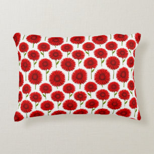 Red Gerbera Daisy Bouquet Decorative Cushion