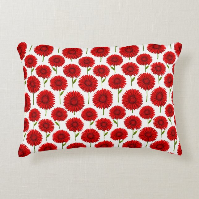 Red Gerbera Daisy Bouquet Decorative Cushion (Front)