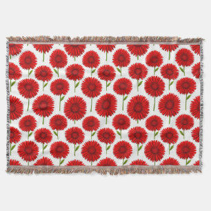 Red Gerbera Daisy Bouquet Throw Blanket