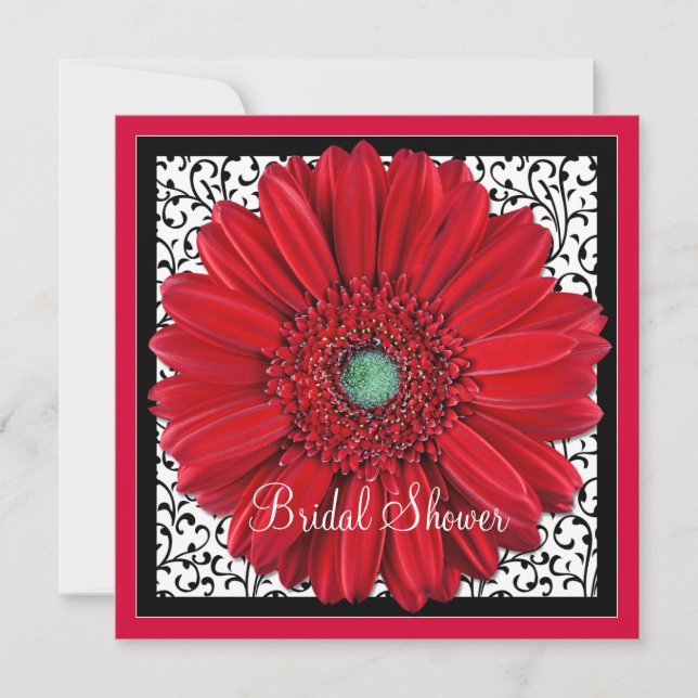 Red Gerbera Daisy Bridal Shower Invitation (Front)