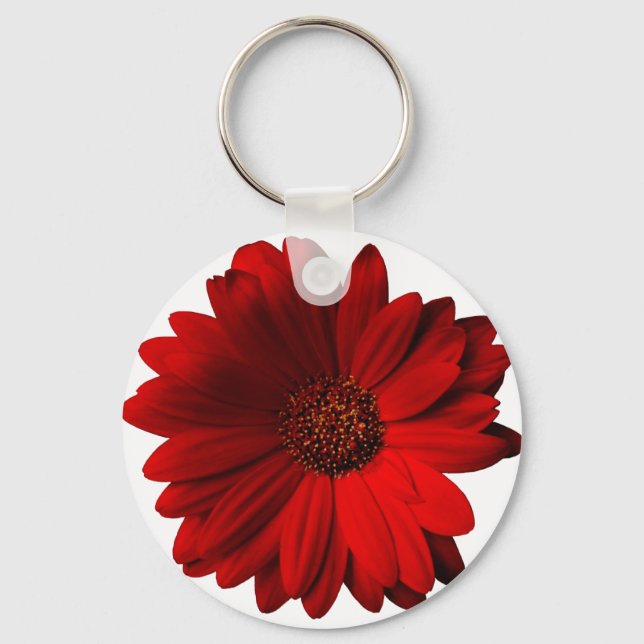 Red Gerbera Daisy Key Ring (Front)