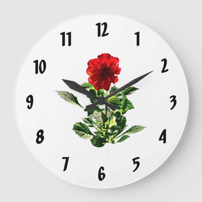Red Gerbera Daisy Large Clock (Front)