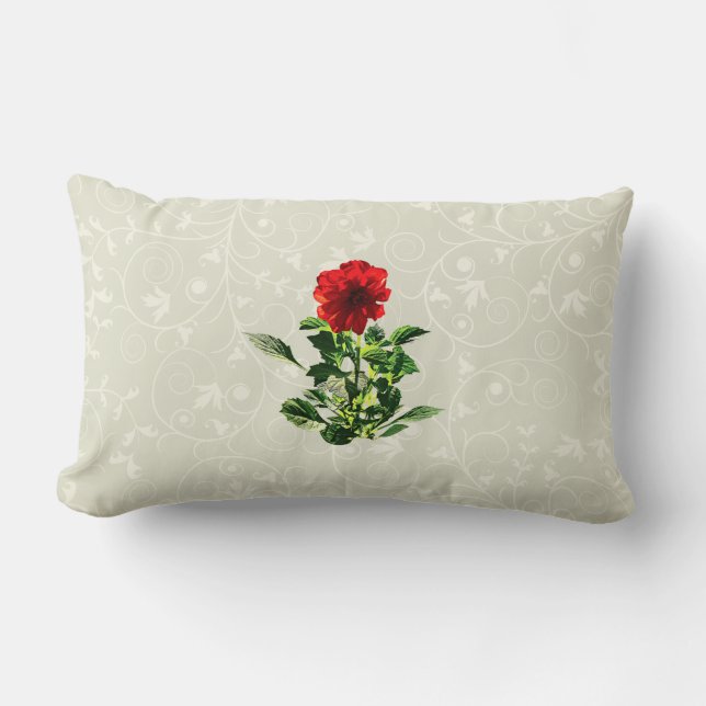 Red Gerbera Daisy Lumbar Cushion (Front)