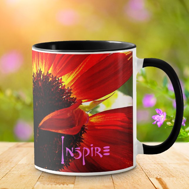 Red Gerbera Daisy Photo Inspire Typography Quote Mug (Creator Uploaded)