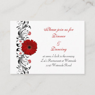 Red Gerbera Daisy Reception Card