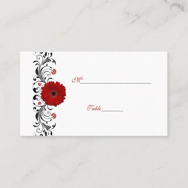 Red Gerbera Daisy Special Occasion Place Card (Front)