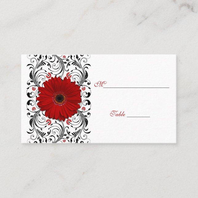 Red Gerbera Daisy Special Occasion Place Card (Front)