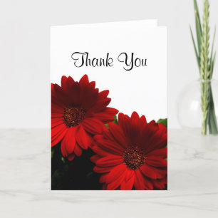 Red Gerbera Daisy Thank You Card