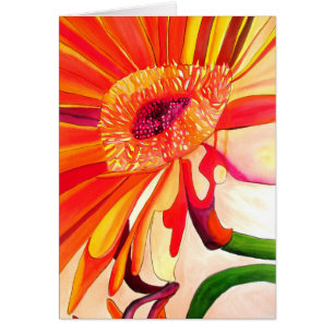 Red Gerbera flower watercolor painting art