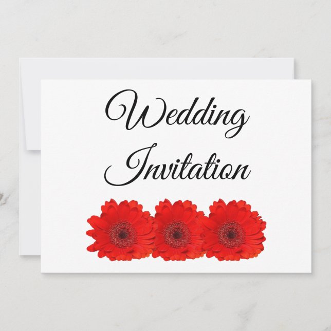 Red Gerbera Wedding Invitation Personalized (Front)