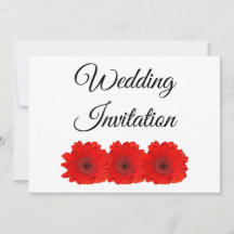 Red Gerbera Wedding Invitation Personalized