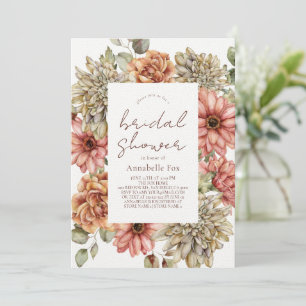 Red Gerbera & White Dahlia Bridal Shower Invitation