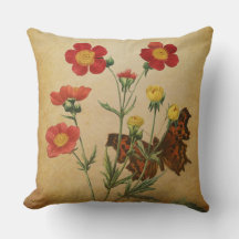 Red Geum Flowers & Butterfly