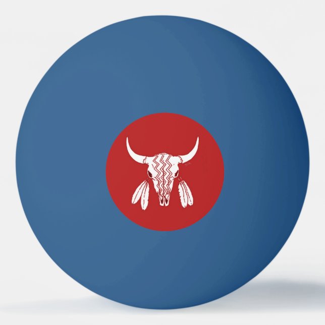 Red Ghost Dance Buffalo 1 star blue ping pong ball (Front)