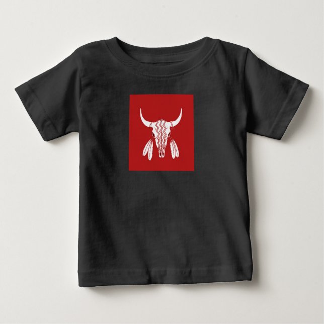Red Ghost Dance Buffalo baby black T-shirt (Front)