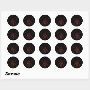 Red Ghost Dance Buffalo black round small stickers
